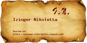 Izinger Nikoletta névjegykártya